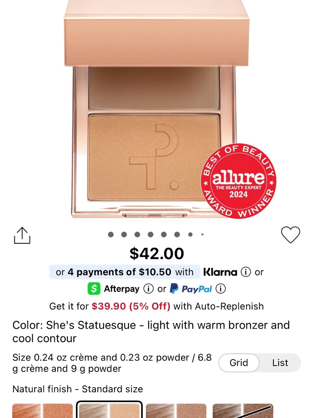 NIB Patrick Ta She's Statuesque Light Warm Bronzer & Cool Contour Duo